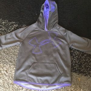 Purple and Grey Under Amour fleece sweatshirt.